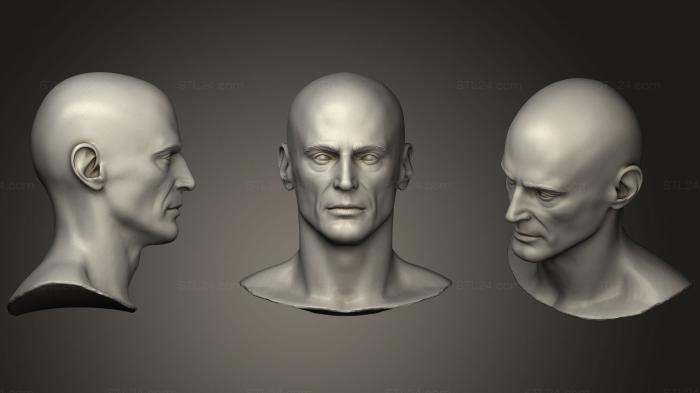 Анатомия скелеты и черепа (Скульптура мужской головы 06, ANTM_1252) 3D модель для ЧПУ станка
